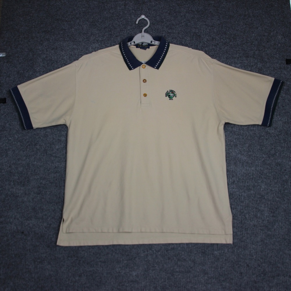 Mens A.M.‎ Player XL Polo Shirt Golf Beige Montaup Country Club 1923